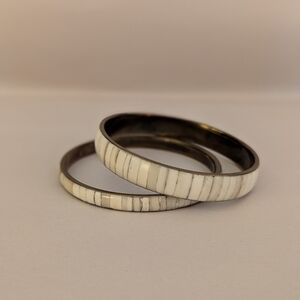 Vintage Brass and Bone Boho Bangle Bracelets